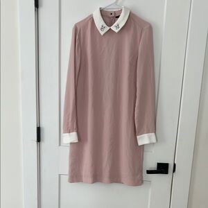 Elegant Pink Dress with White Collar